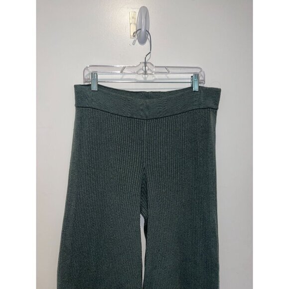AERIE Womens Ribbed Knit Wide-Leg Pants XL Green - Picture 2 of 8